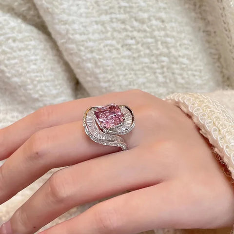 Charms Pink Quartz Wedding Flower Rings