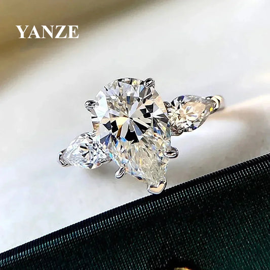 3ct Waterdrop Shape High Carbon Diamond Rings