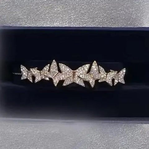 Original 2025 New Trend Fine Jewelry Set Charm Pink Butterfly Crystal Fashion Necklace Bracelet Earrings for Women's Party Gifts
