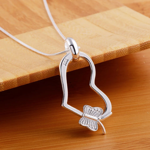 butterfly 925 Sterling Silver Charms women necklace jewelry   fashion cute Heart pendant snake