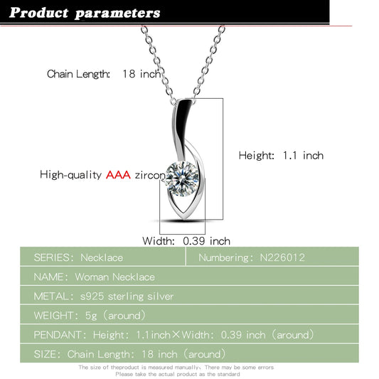 New Fashion 925 Sterling Silver Shiny Cubic Zircon Necklaces Woman Simple Leaf Pendant Choker Birthday Christmas Gift