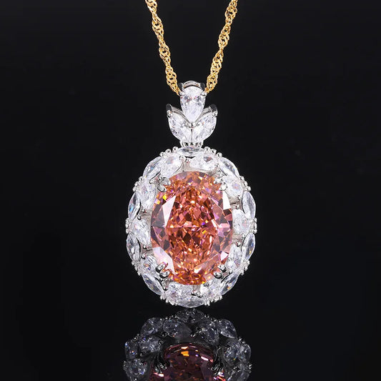 Champagne High Carbon Diamond Luxury Designer Jewelry Set For Women 925 Sterling Silver Pendant Necklace Ring Engagement Wedding