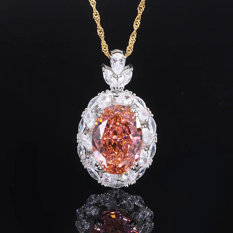 Champagne High Carbon Diamond Luxury Designer Jewelry Set For Women 925 Sterling Silver Pendant Necklace Ring Engagement Wedding