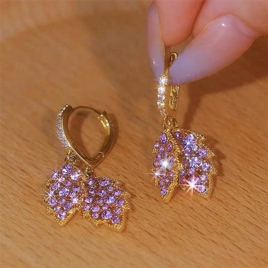 Vintage Female Purple Tree Leaf Zircon Stone