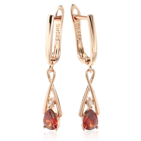 Minimalist Style Drop Shape Red Zircon Geometric