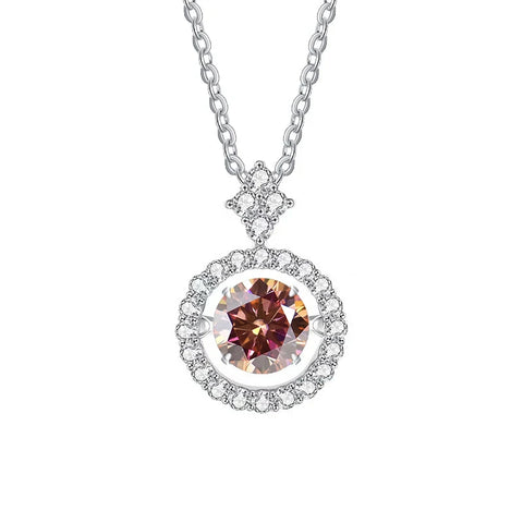 JoyceJelly 1CT Moissanite Diamond Necklace S925 Sterling Silver Beating Heart Pendant Clavicle Chain VVS D Color 3EX Cut Round