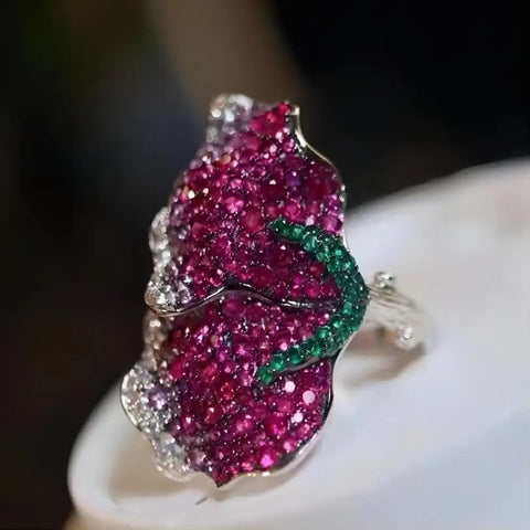Unique Half Butterfly Full Setting Cubic Zirconia 925 Sterling Silver