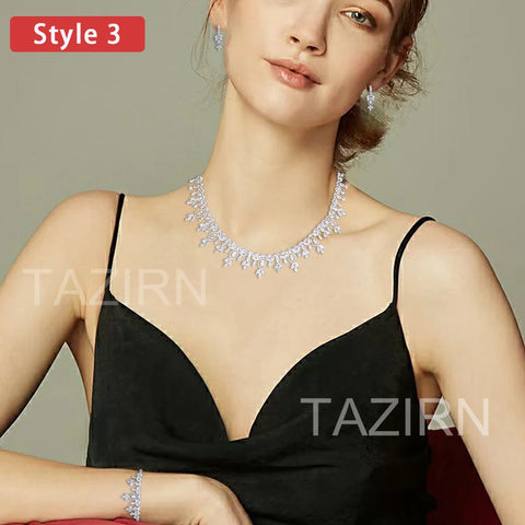 TAZIRN Africa Dubai Nigeria 5A Cubic Zirconia 2/4PCS Jewelry Set For Women Wedding Party Luxury Crystal Jewelry Accessories Gift