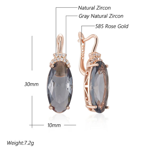 Kinel Hot Grey Big Oval Drop Dangle Earrings