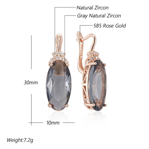Kinel Hot Grey Big Oval Drop Dangle Earrings