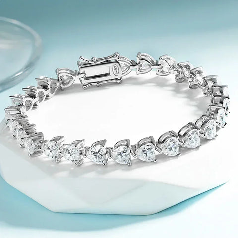 TFGLBU Cute 6mm Heart Cut Zircon Tennis Bracelet