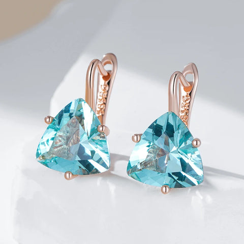 Kinel Hot Simple Green Natural Zircon Dangle Earrings