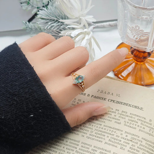 LAMOON Green Moss Agate Ring - BOLEVARD RING