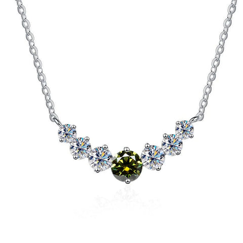 JoyceJelly 5 Moissanite stones Necklace For Women Wedding Jewely with GRA Certified 925 Sterling Sliver Plated 18k White Gold