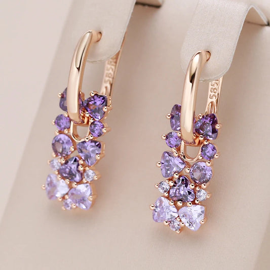 Kinel Hot Shiny Purple Natural Zircon Drop Earrings