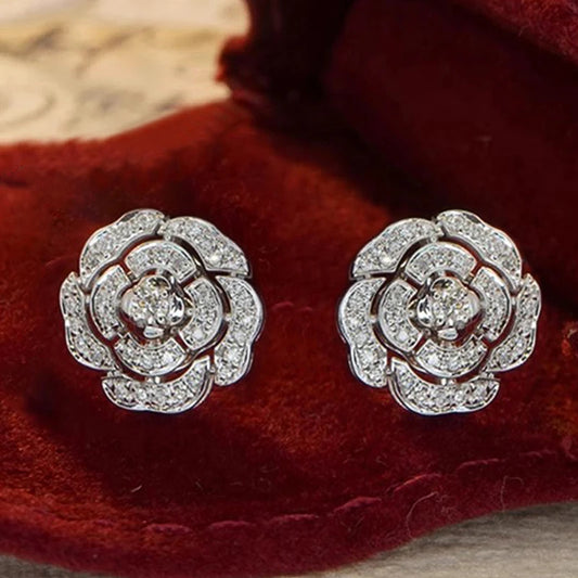Huitan Graceful Flower Stud Earrings