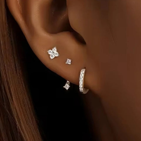 3Pcs Double Crystal Tragus Earring