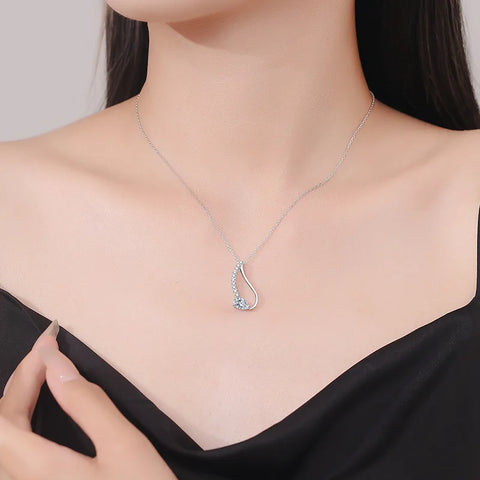 D-color moissanite pendant with water droplet diamond necklace