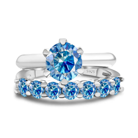 Total 1.7 carat moissantie ring set Silver 925 Brilliant Cut