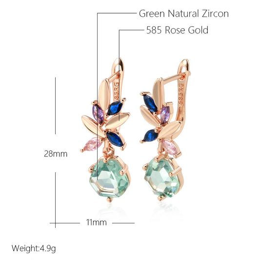 Kinel Fashion Unique Green Stone Drop Earrings