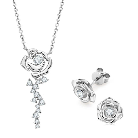 OXTAO Rose Moissanite Jewelry Set 925 Sterling Silver