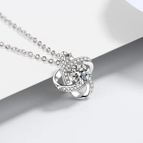 Eternity Fashion Zircon Love Knot Pendant Necklace