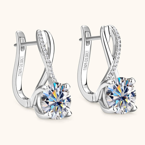 Plated 18K Gold 2 Carat Moissanite Hoop Earrings