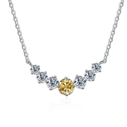 JoyceJelly 5 Moissanite stones Necklace For Women Wedding Jewely with GRA Certified 925 Sterling Sliver Plated 18k White Gold