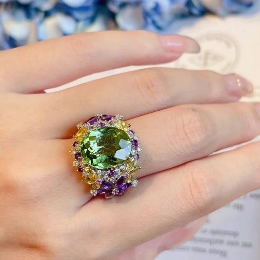 Bohemia Colored Gemstone Adjustable Ring