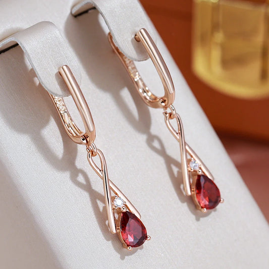Minimalist Style Drop Shape Red Zircon Geometric