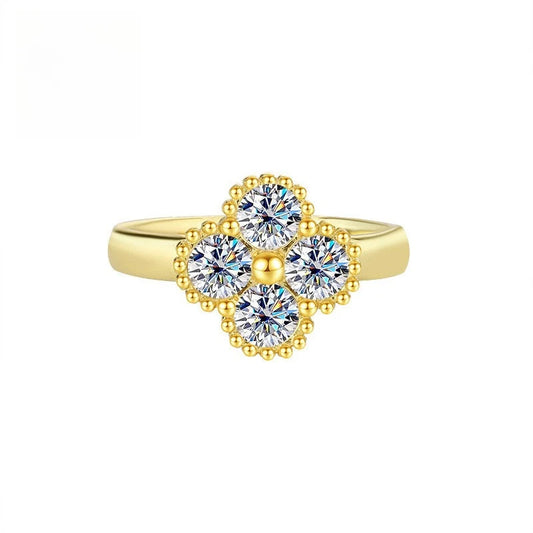 LinkerLove Moissanite Four-leaf Clover Ring
