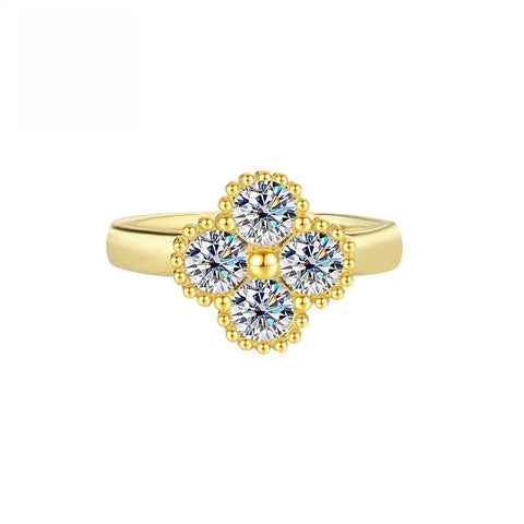 LinkerLove Moissanite Four-leaf Clover Ring