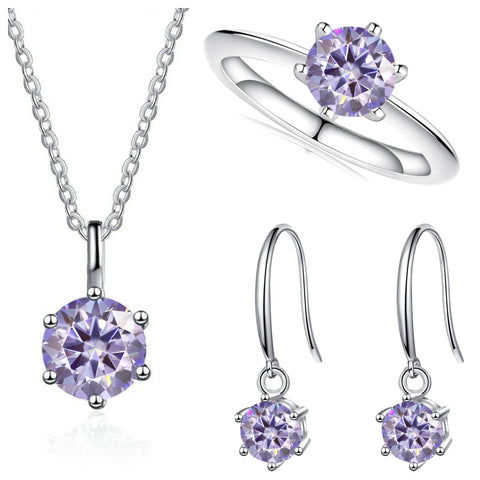 Total 2.5ct Solitaire 925 Sterling Silver moissanite Jewelry set for charm lady  for Women Fine Jewelry dating party gift