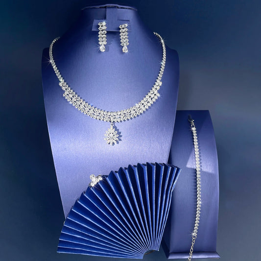 2025 5pcs/set wedding celebration luxurious cubic zirconia jewelry set classic fashionable for prom and daily wear