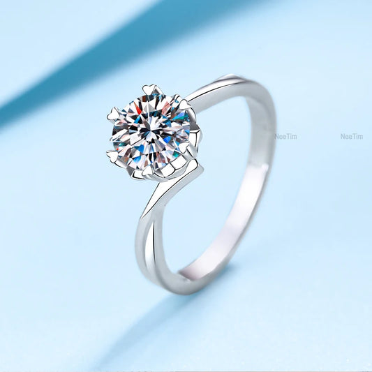 NeeTim 0.5ct-2ct Moissanite Ring Lab Diamond Ring