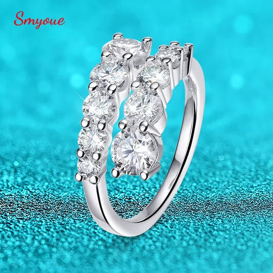 Smyoue 10 Gems Full Moissanite Rings