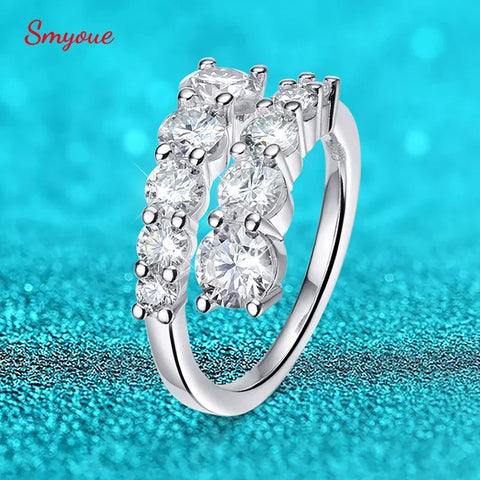 Smyoue 10 Gems Full Moissanite Rings