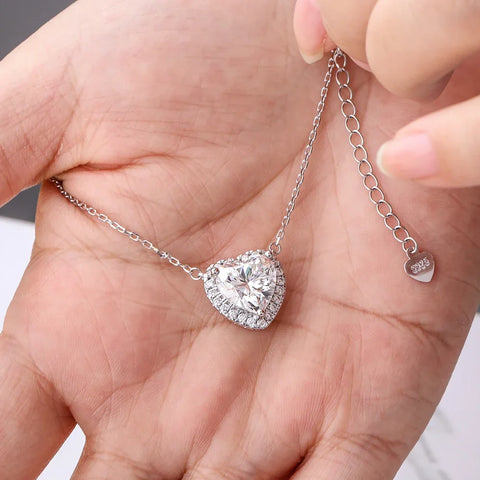 1/2/3/4ct Heart Cut Full Moissanite Diamond Pendant Necklace for Women 925 Sterling Silver Wedding Neck Chain with GRA Certified