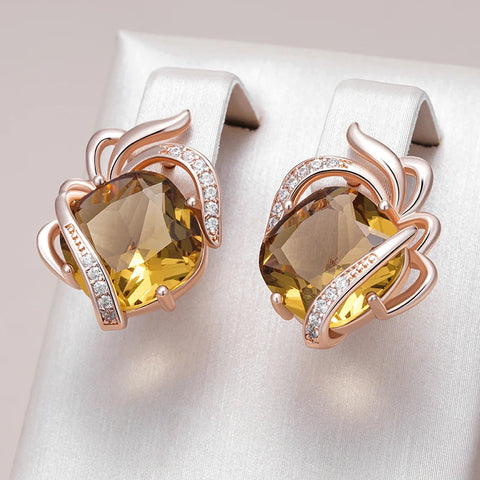 Kinel Hot Brown Natural Zircon English Earrings