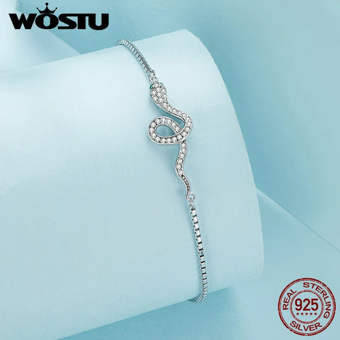 WOSTU 925 Sterling Silver Snake Style Box Chain Bracelets