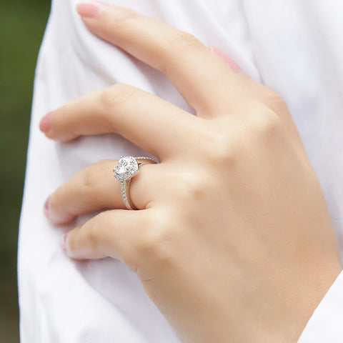 Pink Heart Moissanite Rings