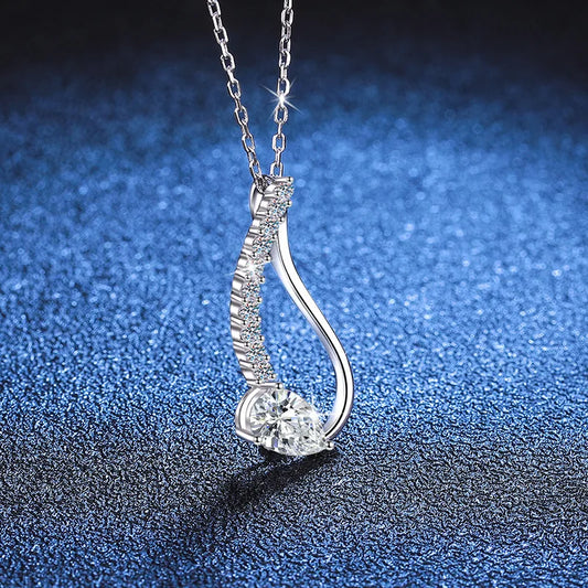 D-color moissanite pendant with water droplet diamond necklace