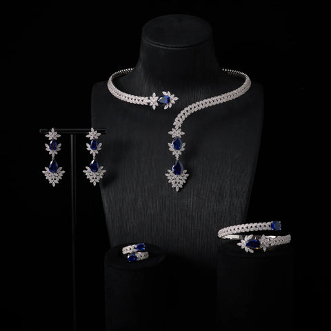 240905 Cuff Necklace Set for Women Bridal Wedding Party Cubic Zirconia  Jewelry Sets For Wedding Party Dress Suits Jewelry set