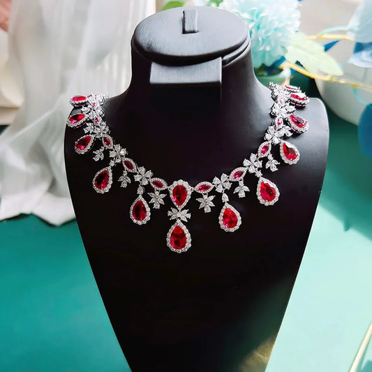 Real ruby Gemstone Diamond Pendant for Women 18K Gold Wedding Party Fine Jewelry Gift Luxury Brand Stone Full bore Necklace
