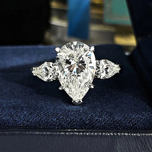 3ct Waterdrop Shape High Carbon Diamond Rings