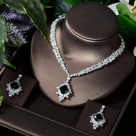 HIBRIDE Luxury  AAA CZ Bridal Wedding Jewelry Set Classic Design Women 2pc Set Engagement Ceremony and Anniversary Bijoux N-1723