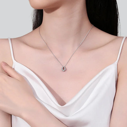 WOMEN Engagement White Gold 18K Wedding Necklaces 0.62CT Moissanite Diamond Girlfriend Valentine's Day WIFE Birthday Gift Party