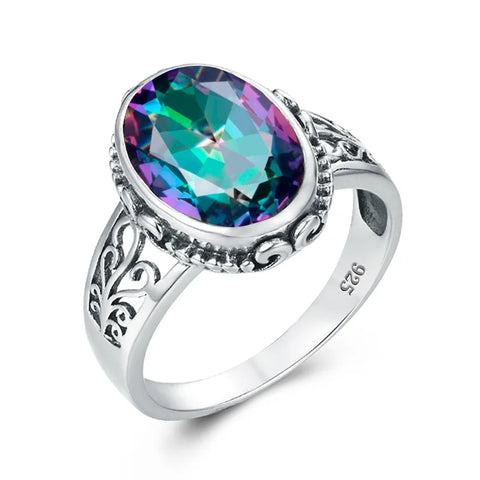Classic Vintage Silver 925 Aquamarine Ring