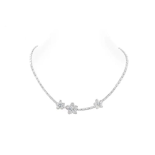 ZOCA 925 Sterling Silver Necklace Dazzling Flower Design