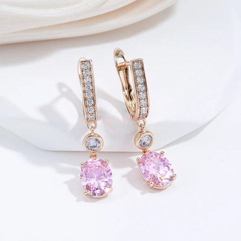 SYOUJYO Natural Pink Zircon Dangle Earrings